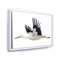 Designart Flying White Stork Ciconia oiseau ART MURAL À CADRE FLOTTÉ