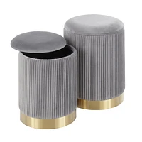 Ensemble de poufs gigognes Marla Nesting Pleated Ottoman Set de LumiSource