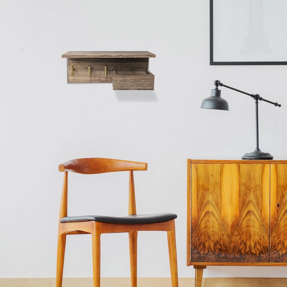 Hometrends 16" Walnut Shelf Wall Organizer