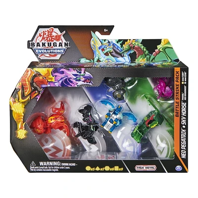 Bakugan Evolutions, Neo Pegatrix and Sky Horse Battle Strike Pack, Includes 6 Bakugan Action Figures, 9 Trading Cards and 8 BakuCores, Kids Toys for Boys, Ages 6 and Up