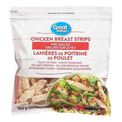 Great Value Fire Grilled Chicken Breast Strips, 800 g