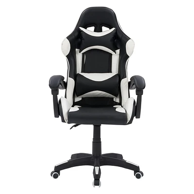 CorLiving Ravagers Chaise de jeu ergonomique en tissu vinyle PVC à hauteur réglable pour adultes – Chaise d'ordinateur à dossier haut, chaise de joueur et de jeu vidéo
