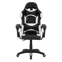 CorLiving Ravagers Vinyl PVC Fabric Ergonomic Adjustable Height Gaming Chair for Adults - High Back Computer Chair, Gamer and Video Game Chair
