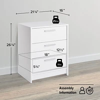 Prepac Studio Essentials 3 Drawer Nightstand White