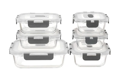 MAINSTAYS Rectangular glass food storage with PP Lid, MS GLASS 12SETS