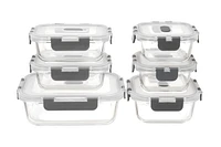 MAINSTAYS Rectangular glass food storage with PP Lid, MS GLASS 12SETS