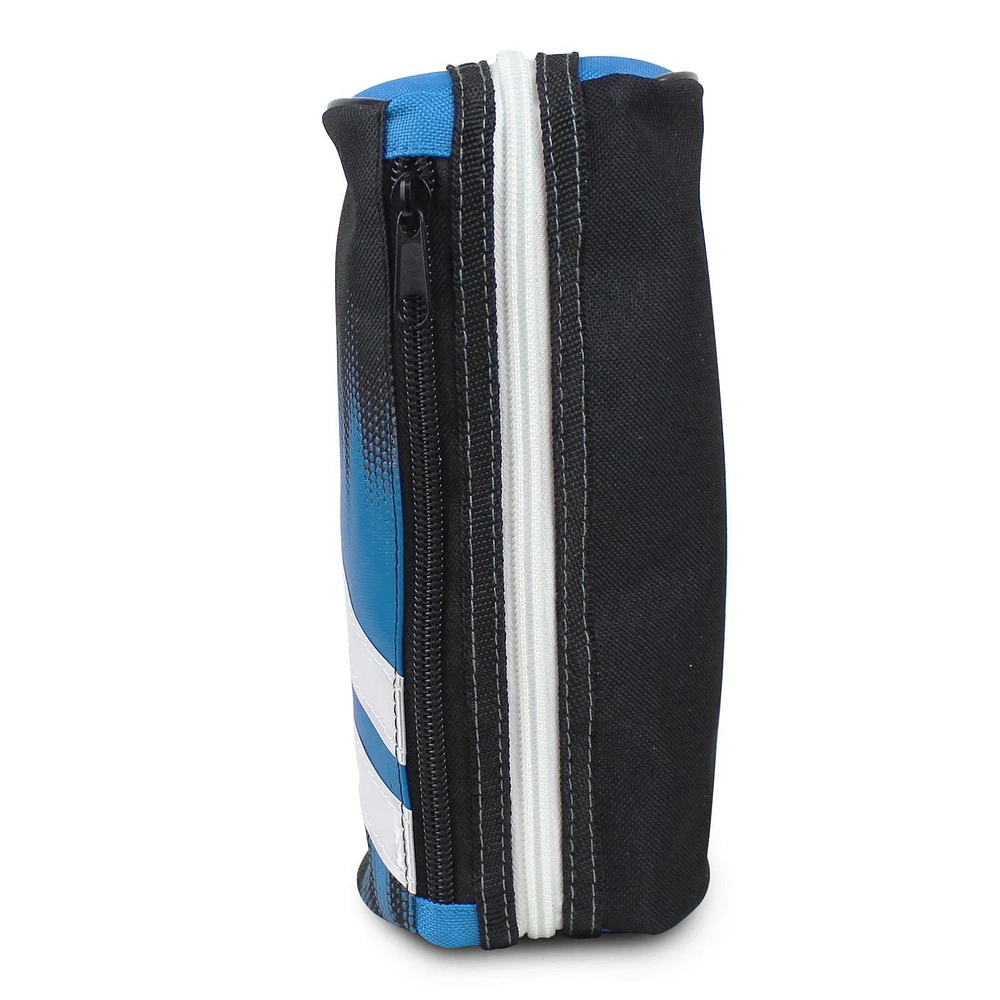 Pen + Gear Sporty 2 Zip Pencil Pouch in Blue with Reflective White Strips