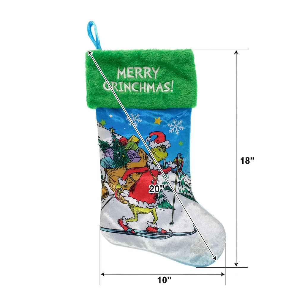 Le Grinch qui a volé Noël du Dr Seuss, « Merry Grinchmas », bas de Noël de 20 pouces
