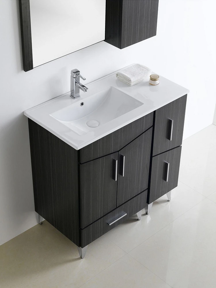 American Imaginations 61.5-in. W Wall Mount White Vanity Set For 3H8-in. Drilling Beige Top White UM Sink AI-18127