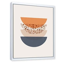 Designart Géométrie abstraite du soleil et de la lune en bleu et orange ART MURAL À CADRE FLOTTÉ