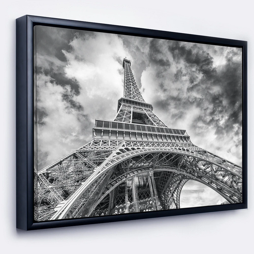 Design Art Black And White View of Paris Paris Eiffel Tower Framed Canvas Art Print