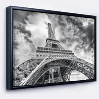 Design Art Black And White View of Paris Paris Eiffel Tower Framed Canvas Art Print