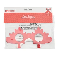 6 CT Canada Maple Leaf Paper Glasses, Partyware
