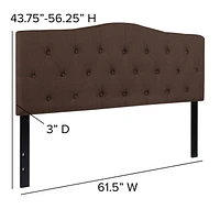 Tête de lit Cambridge grand touffetée et rembourrée en tissu brun foncé