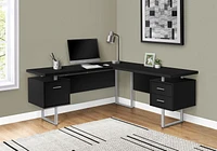 Monarch Specialties Bureau, Bureau À Domicile, Coin, Configuration Gauche, Droite, Tiroirs De Rangement, 70"l, Forme De L, Travail, Ordinateur Portable, Métal, Stratifié, Noir, Gris, Contemporain, Mod
