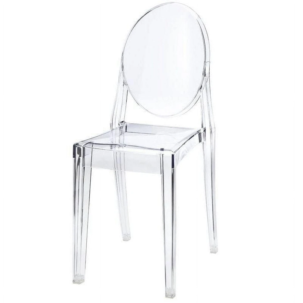 Chaise d'appoint moderne Ghost - Chaise de salle à manger en acrylique transparent avec un design durable, empilable pour les salles à manger ou les espaces d'accentuation