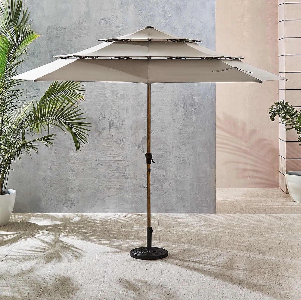Parasol de marché rond à 3 volants de 3 m hometrends