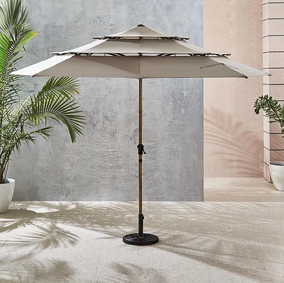 Parasol de marché rond à 3 volants de 3 m hometrends