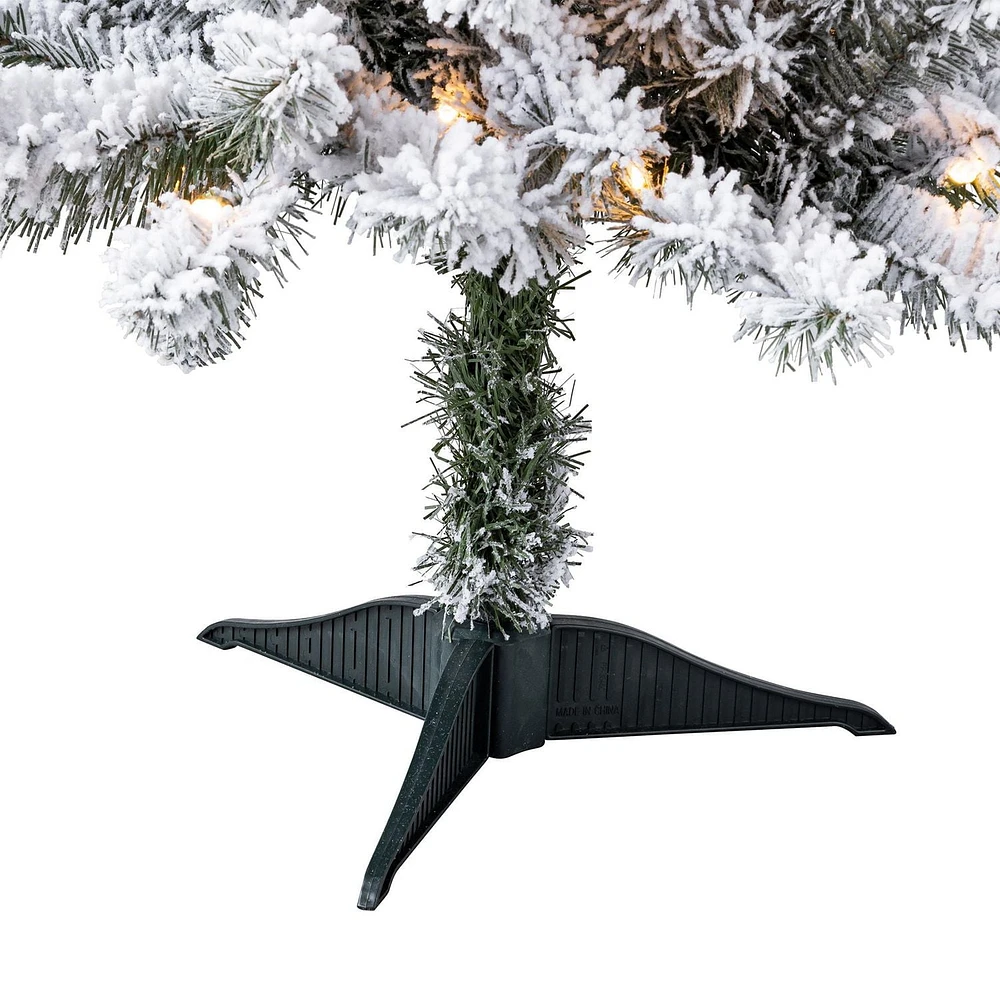 Holiday Time Greenfield 4' Pre-Lit Regular Full Flocked Pine Christmas Tree - Green
