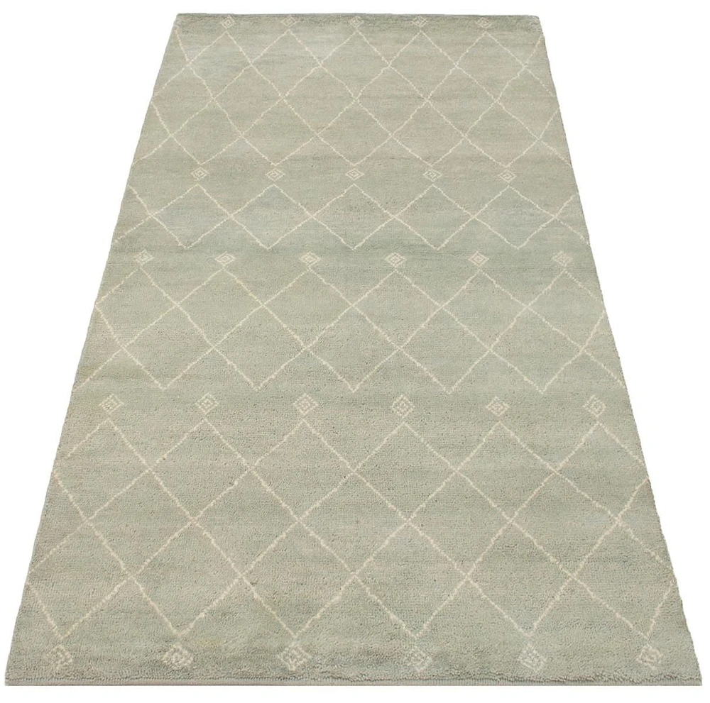 ECARPETGALLERY 5'7" x 8'0" Moroccan Tangier Hand-knotted Area Rug for Living Room, Dining Room and Bedroom in Blue