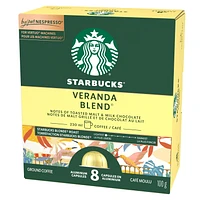 Starbucks VERANDA BLEND pour NESPRESSO VERTUO, café de torréfaction blonde, notes douces et veloutés, capsules recyclables grâce au système de recyclage de NESPRESSO 100 g