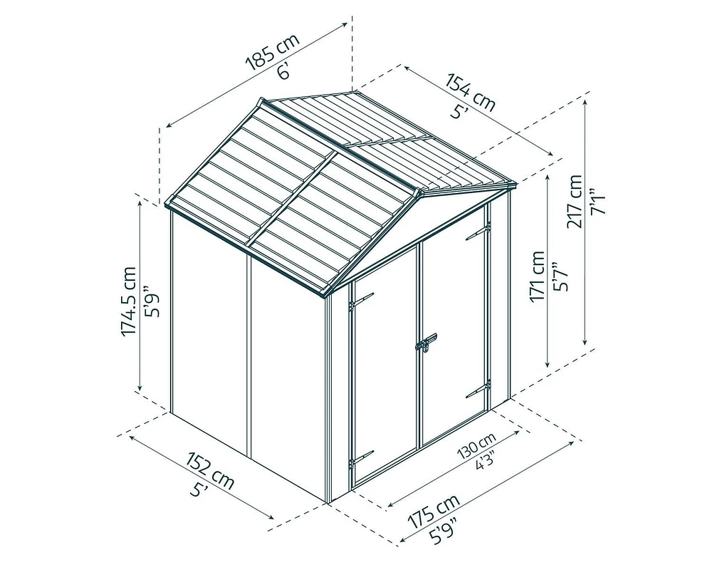Rubicon 6 ft. x ft. Dark Garden Storage Shed