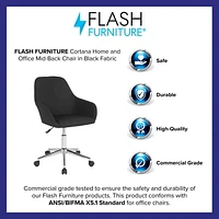 Cortana Home and Office Mid-Back Chair in Black Fabric