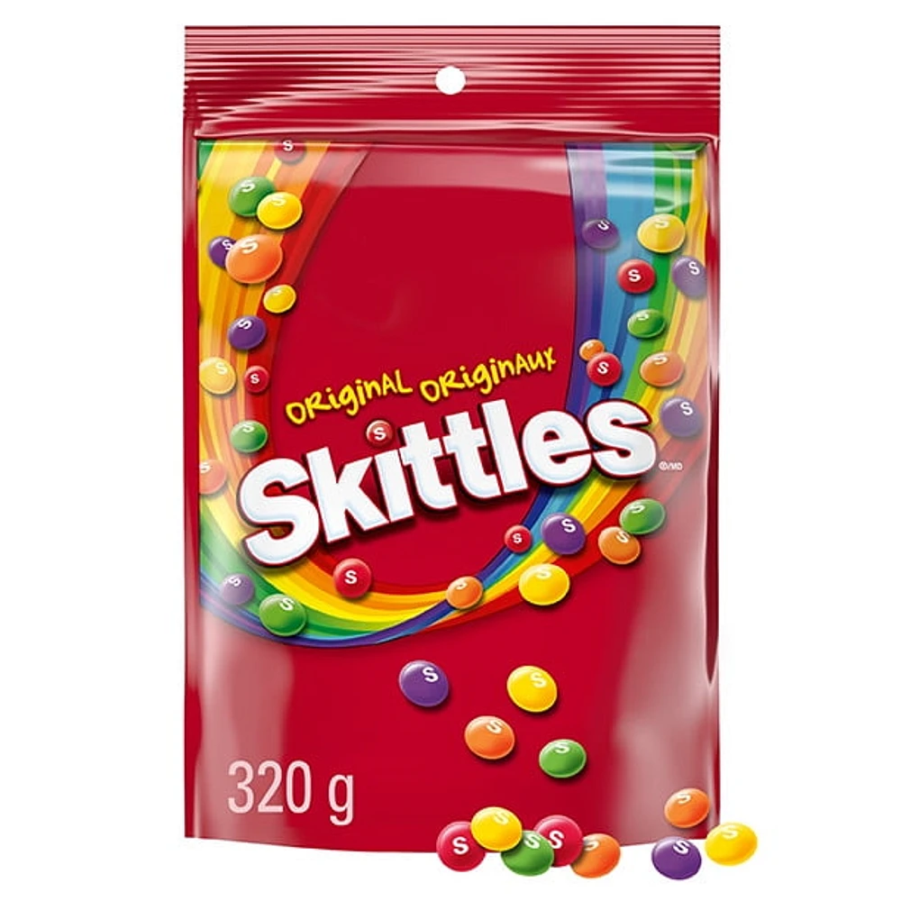 SKITTLES, Original Chewy Candy, Bowl Size Bag, 320 g, 1 Bag, 320 g