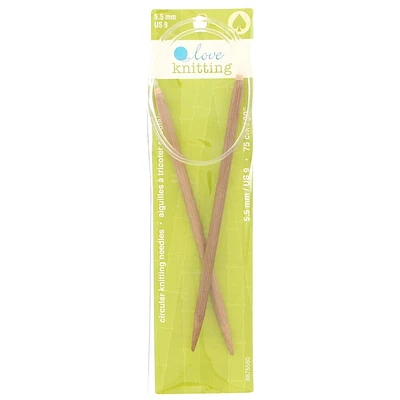 Aiguilles à tricoter circulaire 30" Love Knitting en bambou Tailles 3,5 à 10,0 mm