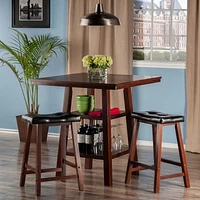 Winsome Orlando 3-Piece Set High Table, 2 Shelves with 2 Cushion Seat Stools - 94362