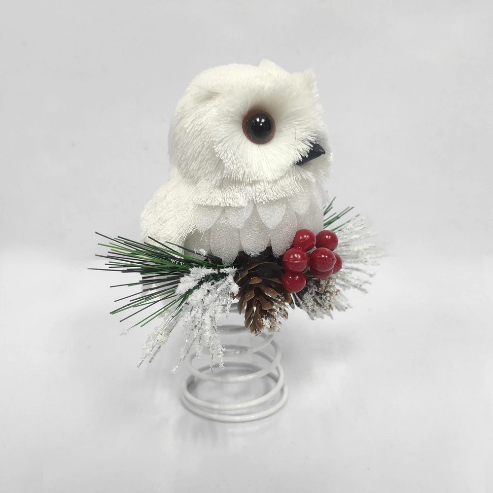 Holiday Time 6" White Owl Mini Christmas Tree Topper
