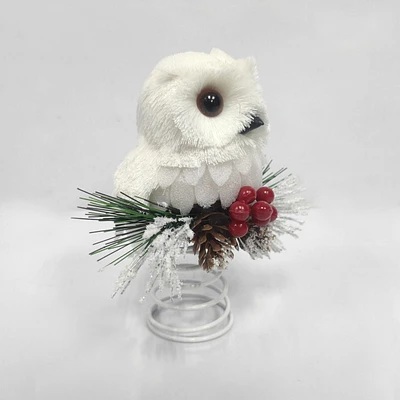 Holiday Time 6" White Owl Mini Christmas Tree Topper