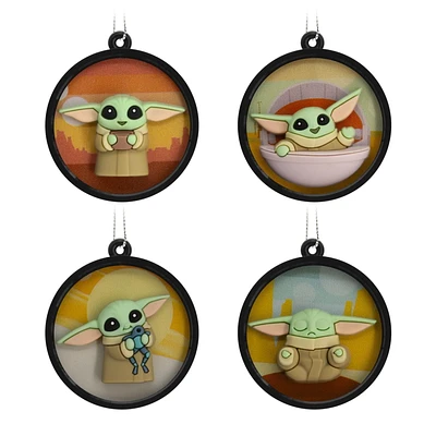 Ensemble de 4 mini décorations Hallmark de Noël (Grogu, La Guerre des étoiles : Le Mandalorien, plastique incassable)