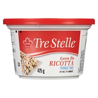 Fromage ricotta plus lisse frais doux blanc de Tre Stelle 475 g