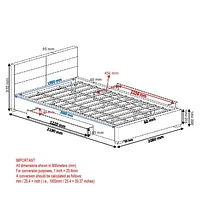 Lit Plateforme di rangement, 78 po, Gris clair