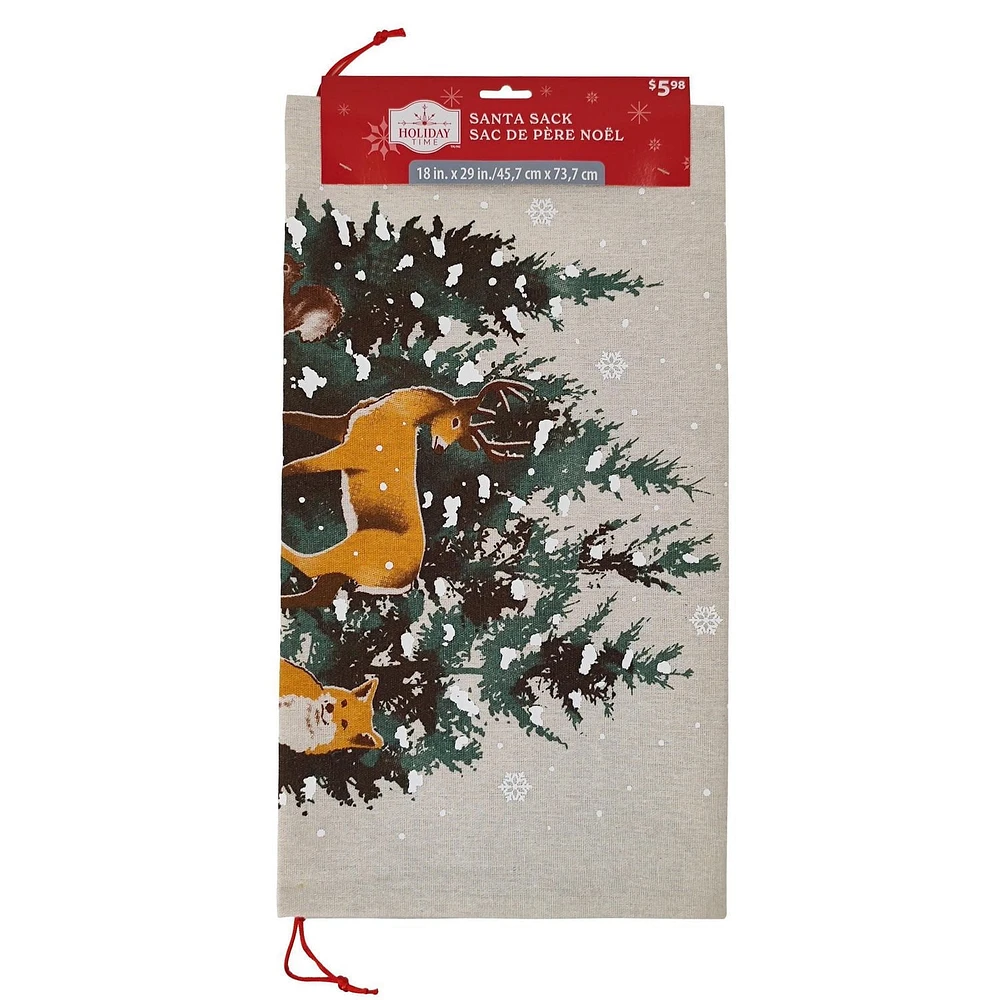 Holiday Time 1 Piece Santa Sack Christmas Gift Bags with Drawstring 18”x29” for Large Xmas Package Storage