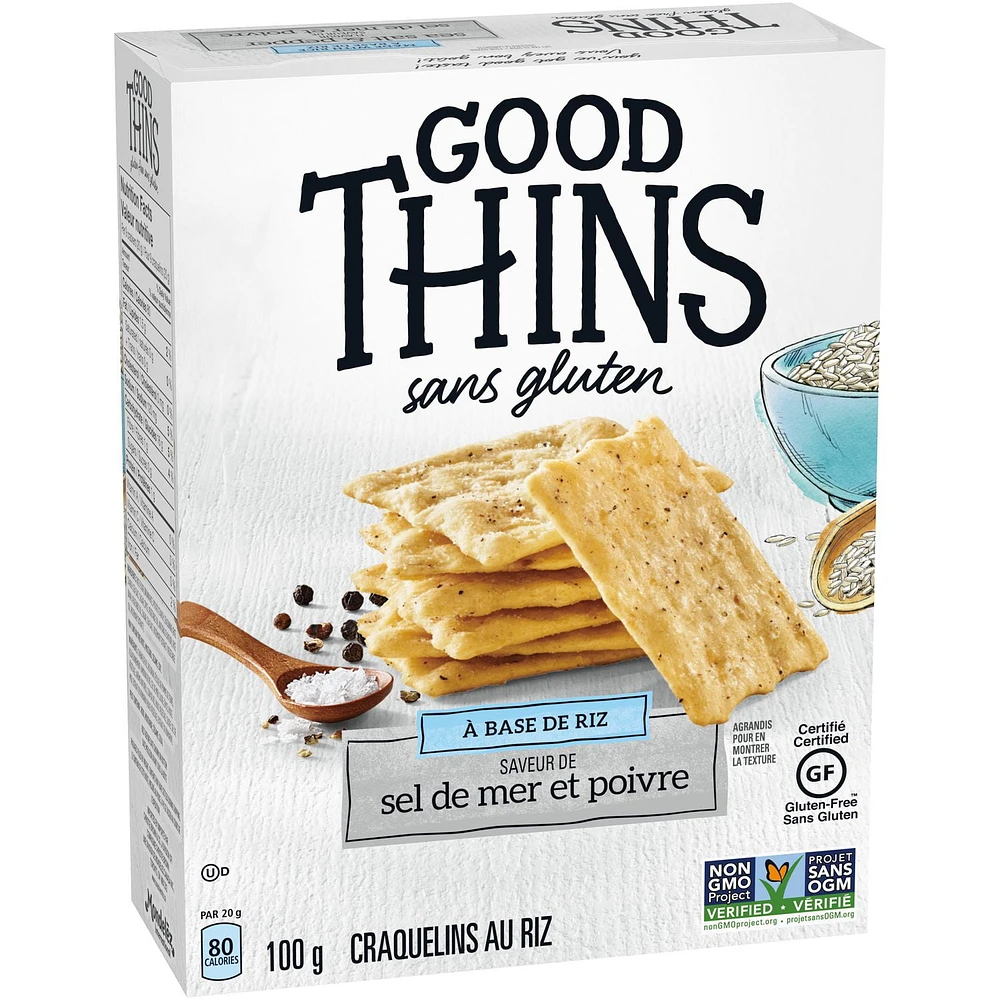 Good Thins, Sea Salt & Pepper, Gluten Free Rice Crackers, 100 g