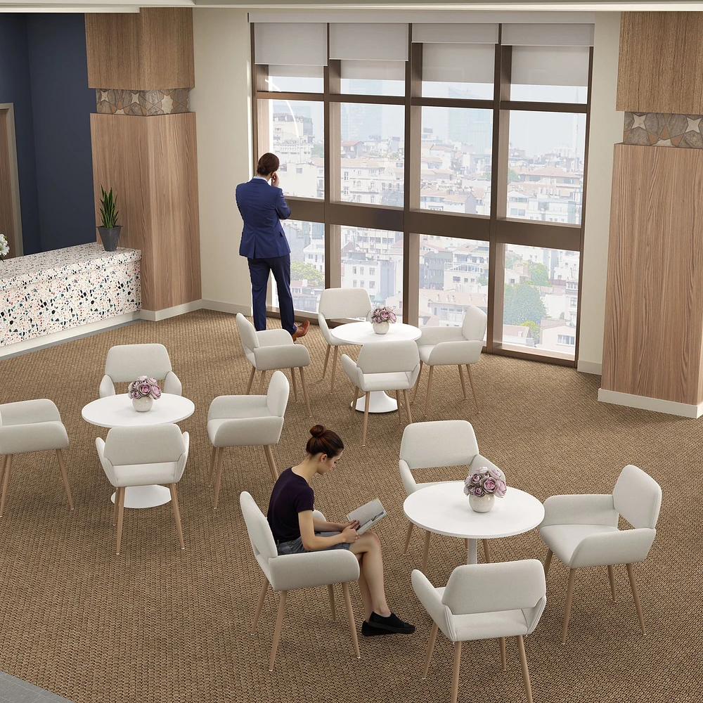 Ensemble de 2 chaises d'appoint Homy Casa, confortables et rembourrées avec accoudoirs, design moderne, tissu beige