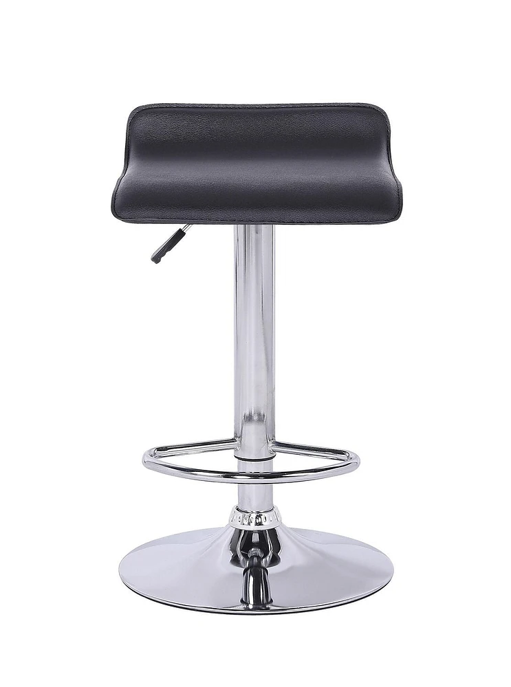 Tabouret noir avec base en acier inoxydable