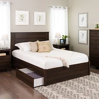Prepac 63 in W x 16 in H x 83 in D Queen Select 4-Post Platform Bed with 4 Drawers