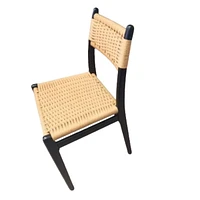 Rideu Armless Chair SET OF 2 in black with a rattan seat and back