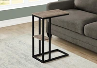 Monarch Specialties Table D'appoint, En Forme De C, Bout, Côté, Collation, Salon, Chambre À Coucher, Métal, Stratifié, Brun, Noir, Contemporain, Moderne