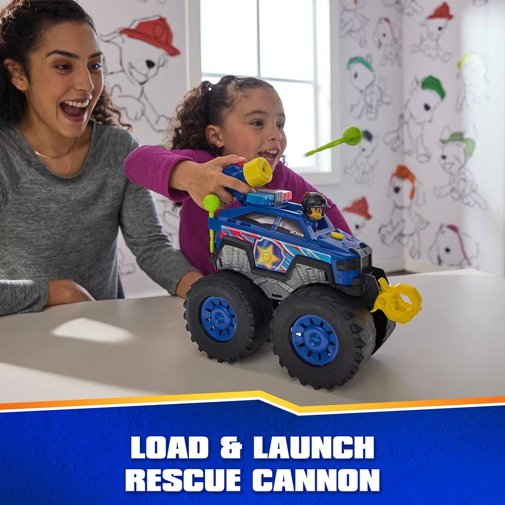 PAW Patrol: Rescue Wheels Chase’s Power Haulin’ Cruiser, Toy Truck with Launcher, Motorized Winch, Lights & Sounds, Kids Toys for Boys & Girls Ages 3+, Chase’s Power Hauling