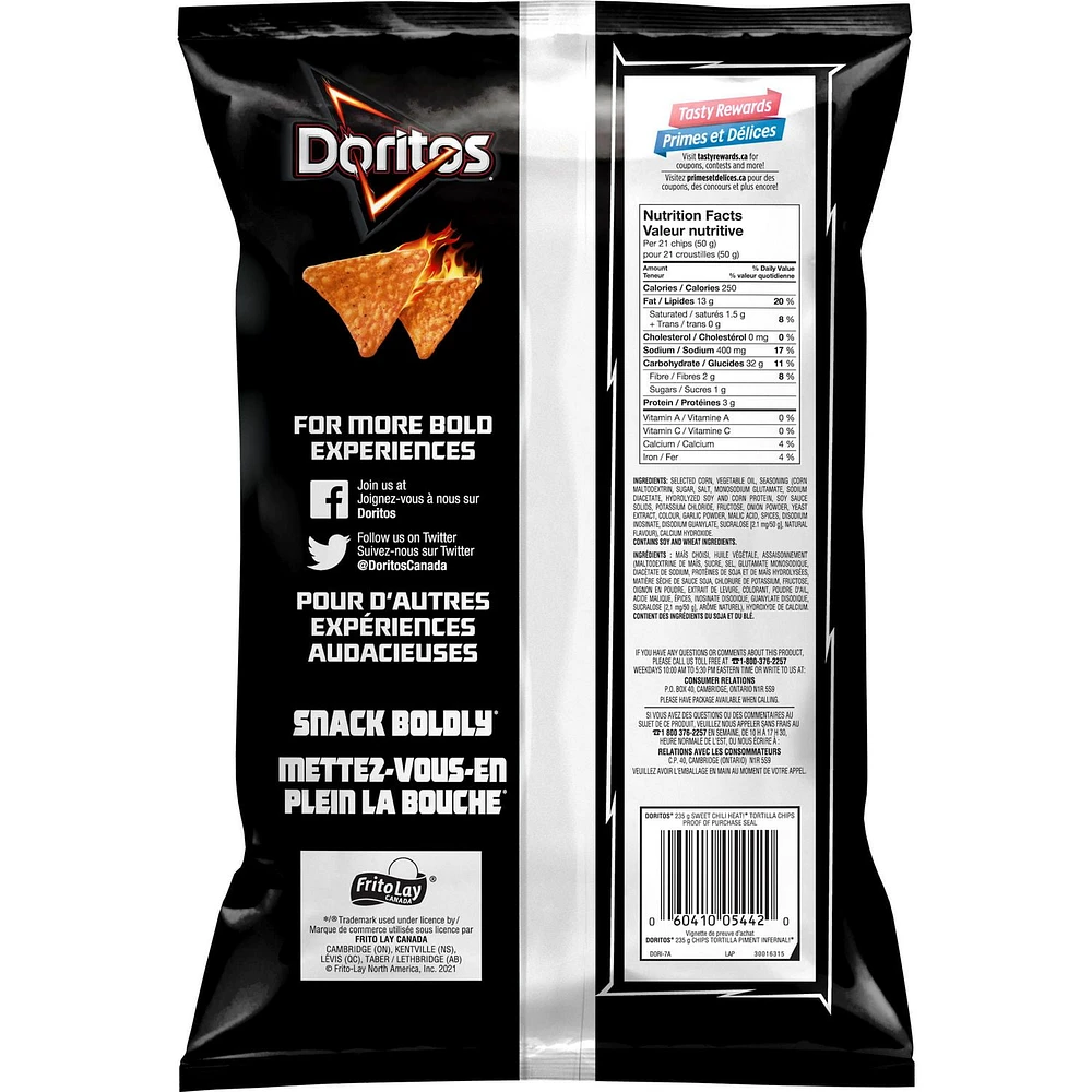 Doritos Chips tortilla aromatisées Piment infernal! 235g