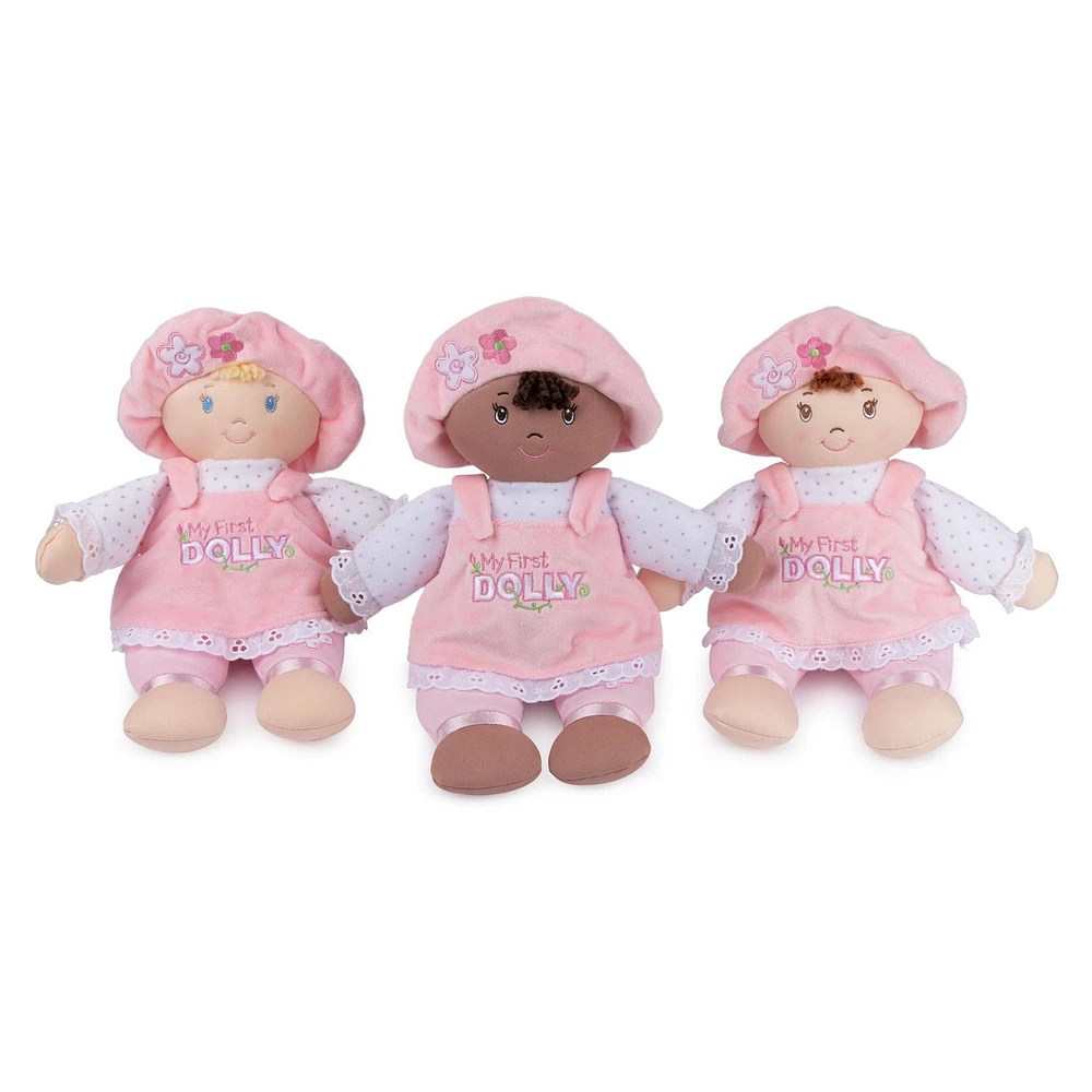 Baby GUND My First Dolly, Poupée en peluche pour bébés et tout-petits, rose/blanc, 33 cm