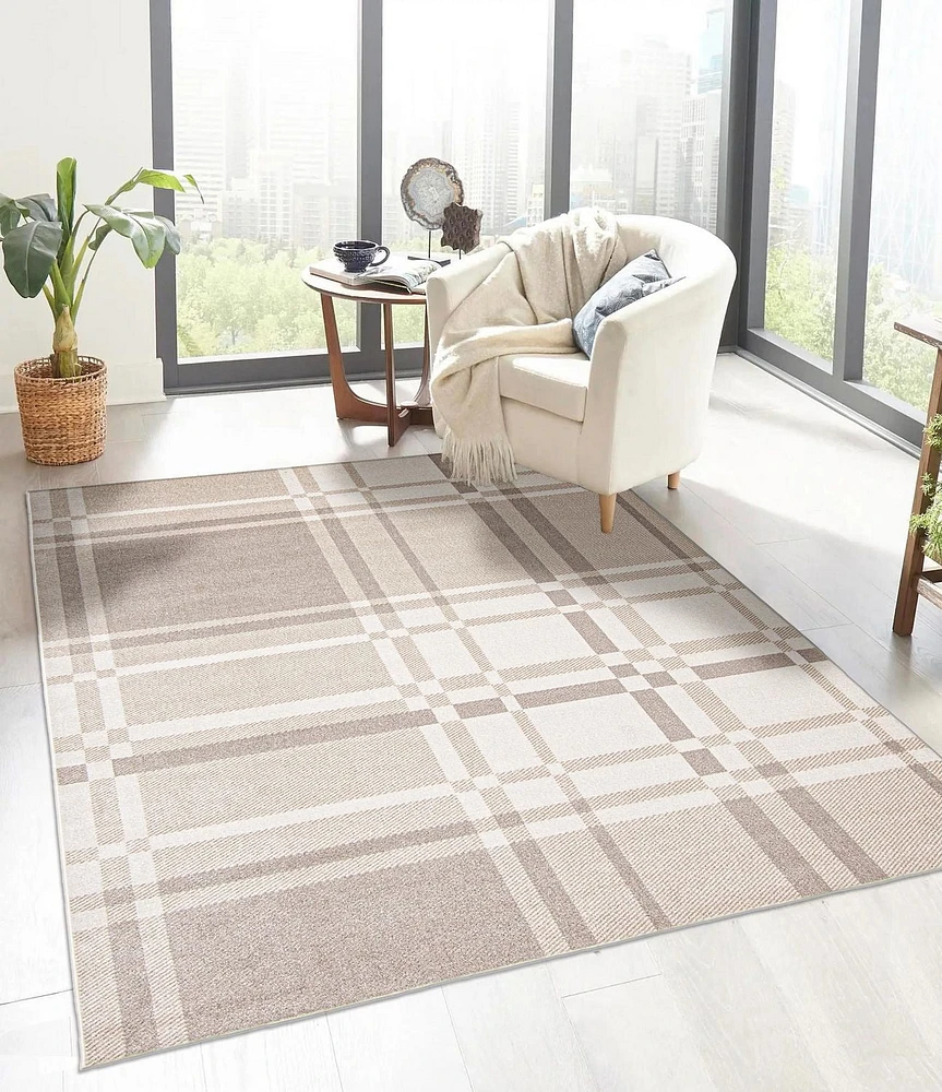 Tapis Lavable ECARPET à Carreaux pour Chambre, Salon, Chambre d'Enfant, Couloir