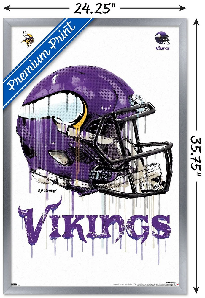 NFL Minnesota Vikings - Drip Helmet 20 Wall Poster, 22.375" x 34" Framed