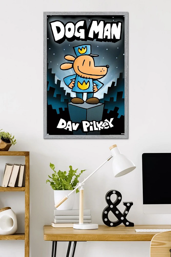 Dog Man - Book Cover (2016) Wall Poster, 22.375" x 34" Framed