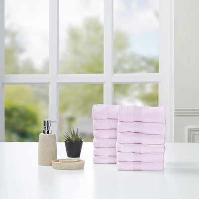 Fabstyles Premium Face Towels Set of 12, Soft and Absorbent Washcloth for Daily Use, 14 in x 14 in, Luxury Fingertip Towels Made Cotton