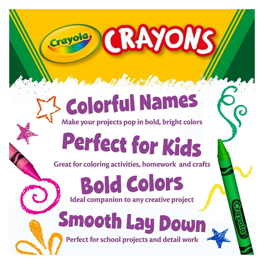 Crayola - Crayons de couleur - 64 ct 64 crayons de cire